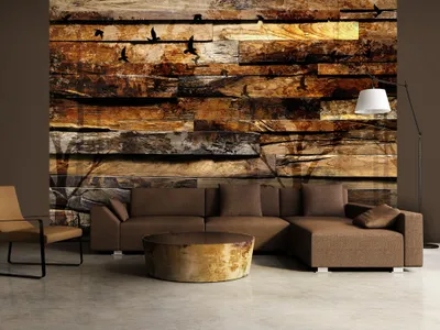 Produktbild von Vlies Fototapete Holz 350x256 cm Tapeten Wandtapete XXL Bretter Vogel f-A-0384-a-b