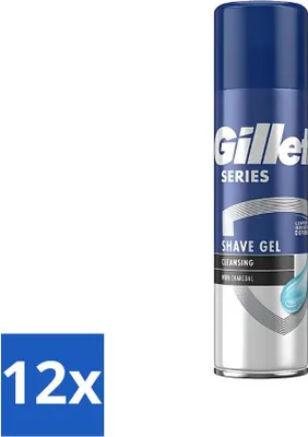 Productafbeelding van Gillette Series - Scheergel - Reiniging - Actieve kool - Verfrissend en reinigend - 200 ml - Voordeelverpakking - 12 stuks