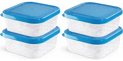 Productafbeelding van Sada van 4 blauwe, rechthoekige containers van 1,25 liter voor levensmiddelen, die bijdragen aan een duurzame oplossing