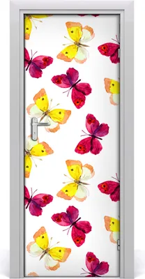 Produktbild von Tulup Türaufkleber 75x205 cm Dekorative Aufkleber Selbstklebend Wasserdichte Tapete Abnehmbar Schlafzimmer Wohnzimmer Wohnkultur - bunte Schmetterlinge