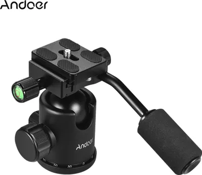 Produktbild von Andoer Griff Stativ Kugelkopf 360 Grad Panorama Kugelkopf mit 1/4 Zoll Schraube 3 / 8inch Schraubenloch fuer DSLR Kamera max. 15kg Belastung