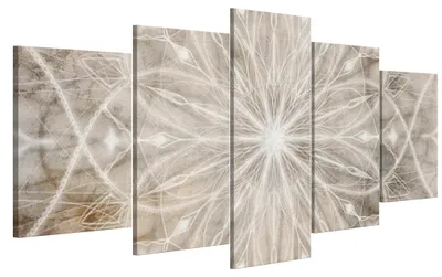 Produktbild von LUMASOUL Leinwand Bilder 5-teilig - Leinwandbild Abstrakt Motiv - Wandbilder Holzrahmen und Webstuhl Wohnzimmer und Schlafzimmer - Bilder 200x100 cm Mandala 01