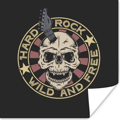 Produktbild von MuchoWow® Poster Vintage - Totenkopf - Gitarre 100x100 cm - Babyzimmer