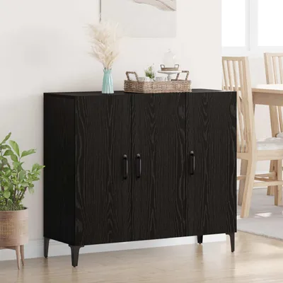 Image de vidaXL Sideboard noir imitation chêne 34 x 90 x 80 cm Bois composite