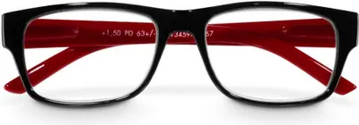 Image de Paire de lunettes, plastique recyclé, noir/rouge, + 2,0 dtp