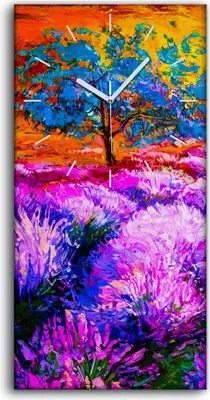 Produktbild von Wandbild Leinwand Bilder Wanduhr 30x60 Blumen Lavendelfelder Sonnenuntergang - weiße Hände