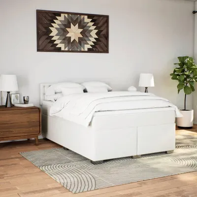 Obrázok produktu pre vidaXL Boxspring posteľ s matracom biela 160x200 cm Imitácia kože