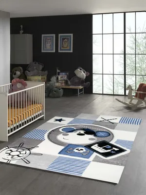 Produktbild von Kinderteppich Pirat Affe in Blau Größe - 140 x 200 cm
