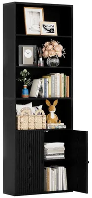 Immagine prodotto di Libreria IRONCK con ante, scaffale a colonna con 6 ripiani, libreria in legno con ante
