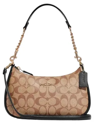 Produktbild von Damenhandtasche Coach Teri Shoulder, Signature Canvas, Khaki / Schwarz