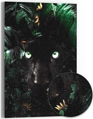 Produktbild von DEQOART Hybrid Leinwand Bild 60x90 cm 'Leuchtende Augen' Wandbild Glas flach modern