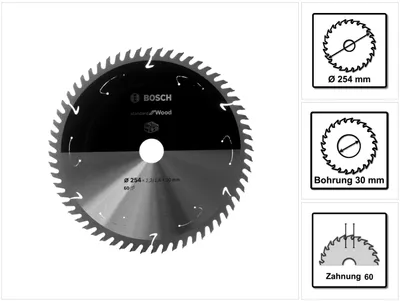Produktbild von PRO Wood cordless Kreissägeblatt, 254 x 2,2 x 30 mm, Z60