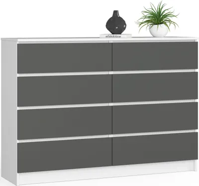 Produktbild von Akord Sideboard 8 Schubladen Weiß/Graphitgrau 138X40X99 Cm