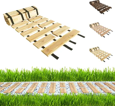 Immagine prodotto di be4nature sentiero da giardino in legno 50 x 200 cm marrone chiaro - sentiero a rulli in legno di larice, antiscivolo, flessibile, ideale per giardino e terrazza