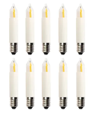 Ten LED candle bulbs arranged in two rows on a white background.