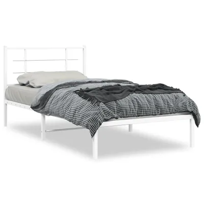 Produktbild von vidaXL Bettgestell mit Kopfteil Metall Weiß 100x200 cm