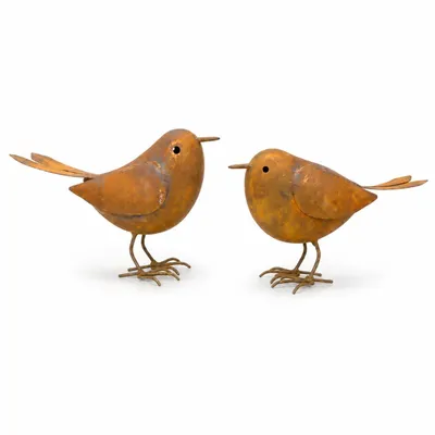 Produktbild von 2er Set Metall Vogel Gartenstecker Rostoptik Gartendeko Vintage Deko Vögel aus Eisen für Garten Terrasse Hof Bauernhaus