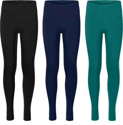 Produktbild von Merry Style 3er Pack Leggings Mädchen Lange Hose aus Viskose MS10-130 (Schwarz/Marineblau/Smaragdgrün, 158)