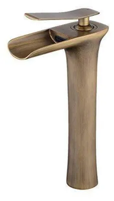 Immagine prodotto di Rubinetto a cascata, stile antico, in bronzo o ottone, per lavabo, miscelatore monocomando con bocchetta a cascata