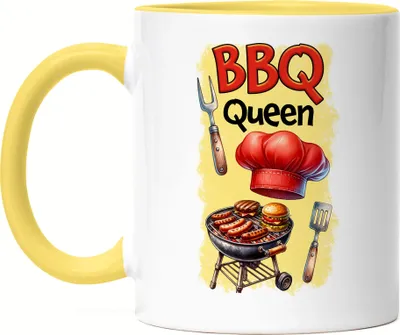 Produktbild von BBQ Queen Grillmeisterin Schürze und Grill lustiger Grill Humor Tasse Gelb