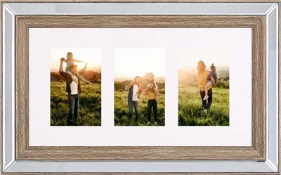 Produktbild von BELIANI Multi-Bilderrahmen dunkler Holzfarbton 32 x 50 cm für 3 Fotos 10 x 15 cm Collage Klassisch Elegant Wohnzimmer Schlafzimmer Eingangsbereich
