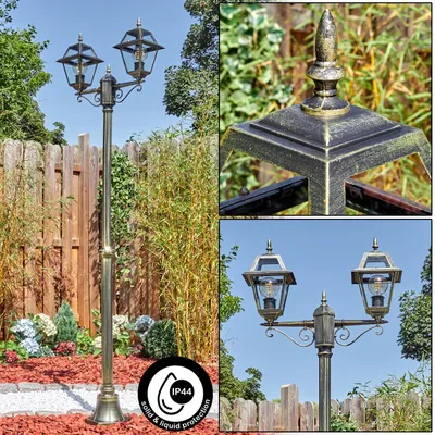 Produktbild von Belluno Außenwegeleuchte aus Metall/Glas in Schwarz/Goldfarben/Klar