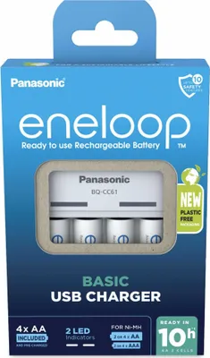 Image de Panasonic Eneloop Basic Charger USB BQ-CC61 incl. 4xAA 2200mAh