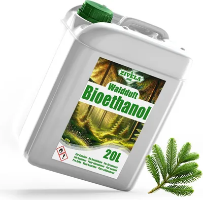 Produktbild von Bioethanol 96,6% 20L | Alkohol Waldduft 96,6% 20L | Bioethanol für Kamin, Tischkamin, Bioethanol Kamin | Bioethanol Waldduft | Saubere Verbrennu