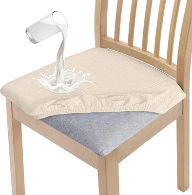 Esszimmerstuhlbezüge wasserabweisend, 4er Set, beige, elastisch