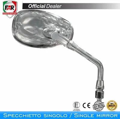 Imagen del producto de Espejo retrovisor para manillar, compatible con el modelo FAR 6189, con un sistema de fijación cromado y aprobado según las normativas vigentes