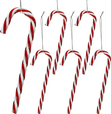 Produktbild von 6er Set Zuckerstangen rot / weiß ca. H12cm