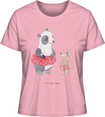 Produktbild von Mr. & Mrs. Panda Oberteil Damen Otter Schwimmen Größe XL - Baumwolle Pink - Geschenk, Shirt, Schwimmkurs, Sommershirt, Mit Print, Wassersport, Basic