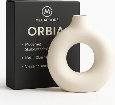 Produktbild von Deko Vase Donut Kunststoff Kreis Blumenvase Wohnzimmer Tisch DE.
