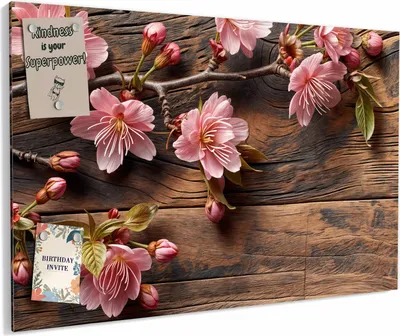 Produktbild von Magnettafel 60x40cm magnetisch & beschreibbar Metall-Board - Holzblüten