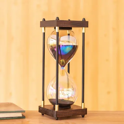 Produktbild von Omgoods – Große Sanduhr – 60 Minuten, Regenbogen-Glas-Dekoration für Zuhause und Büro
