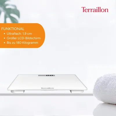 Produktbild von Terraillon Tsquare, Elektronische Personenwaage, 180 kg, 100 g, Weiß, kg, lb, ST, Quadratisch