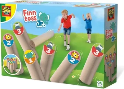 Produktbild von Finnisches Wurfspiel Junior Finntoss Jr, SES Creative, Holz, Braun, Ab 4 Jahren, Inklusive Aufbewahrungstasche, Mit Tier Motiven