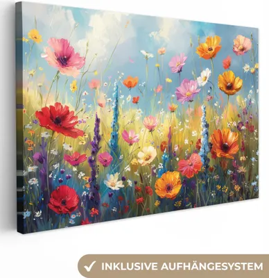 Produktbild von Leinwand Bilder 120x80 cm - Blumen - Natur - Botanisch - Kunst, Bilder, Deko, Wanddeko, Leinwand Bilder