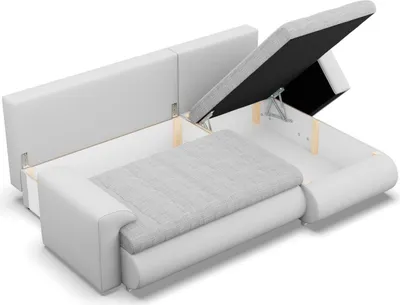 Produktbild von Rechts Ecksofa mit Schlaffunktion FORESTA, Sofa mit bettkasten 230x159cm, Grau + Weiß