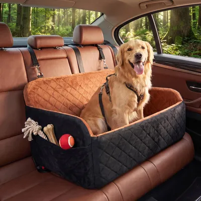 Hundeautositz für große Hunde, 25 kg, Memory-Schaum, rutschfest, braun