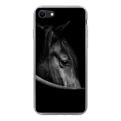 Produktbild von MuchoWow® Handyhülle Schutzhülle Hülle für iPhone 7 Pferde - Porträt - Schwarz - Tiere Silikon Softcase Handy Hülle - Kartenhalter