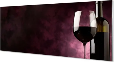 Produktbild von Glasbilder 125x50 Wandkunst Eine Flasche Wein und ein Glas