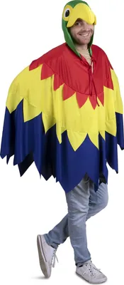 Produktbild von Papagei Pauli Cape m. Kapuze Poncho Überwurf Karneval Fasching Kostüm STD uni