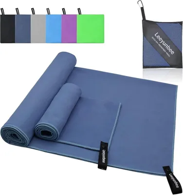 Produktbild von Leeyunbee Mikrofaser Handtuch Set 160x80cm + 80x40cm, Schnelltrocknend Sporthandtuch, Kompakt Strandtuch