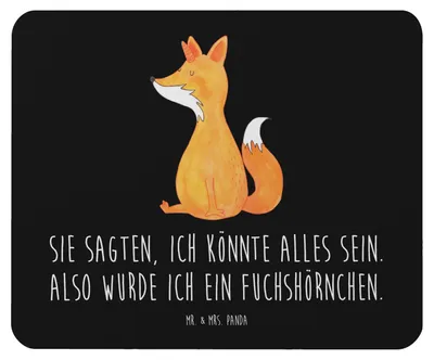 Produktbild von Mr. & Mrs. Panda Mauspad Einhorn Wunsch - Schwarz - Geschenk, Füchse, pc mausunterlage, Mousepad, laptop, mousematte, Mouse Pad, Unicorn, Fuchs, Einhörner, Fuchshörnchen