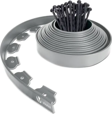 Produktbild von VOUNOT® Flexible Rasenkante Beeteinfassungen Kunststoff, mit 30 Erdanker, Länge 10m Höhe 5cm, Grau