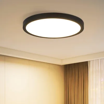 Image de ZMH Plafonnier LED noir Plafonnier plat 8 W 3000 K blanc chaud 17 cm Petit plafonnier pour cuisine couloir