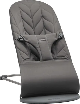 Produktbild von BABYBJÖRN Babywippe Bliss - Woven Antracit Blütenblatt Steppung mit dunkelgrauem Gestell