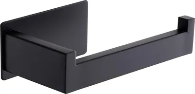 Image de Distributeur de papier toilette autocollant en acier inoxydable, noir