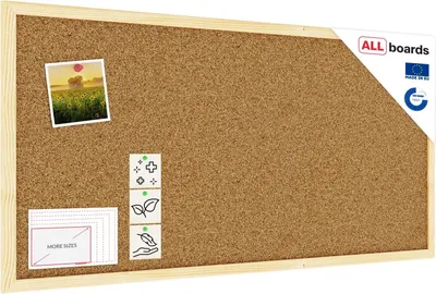 Immagine prodotto di Bacheca in sughero 80x40 cm cornice in legno NATURALE